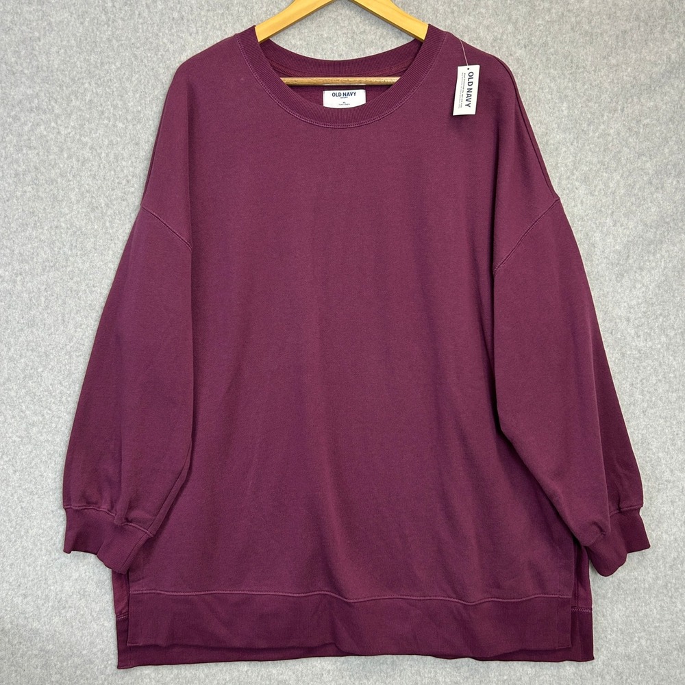 Old Navy Sweatshirt Purple SoComfy Tunic Length Fleece Pullover Womens XL NWT